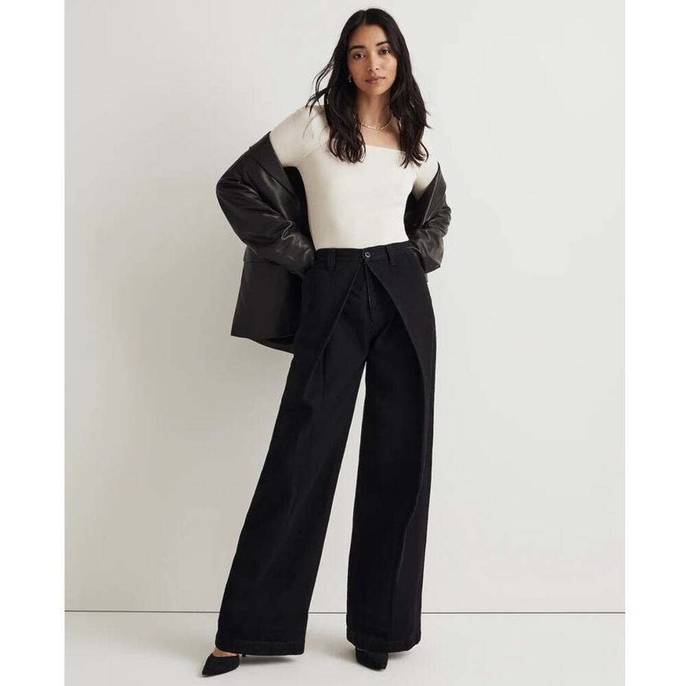 NWT Madewell Extrawide-Leg Trouser Jeans in Wilkes Wash: Pleat Edition Size 25